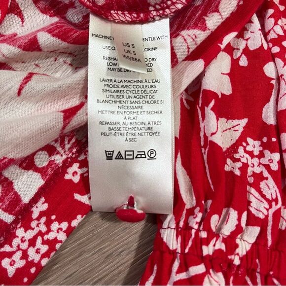 Anthropologie Maeve Seamed V-neck Button-Up Red Floral Top Long Sleeve S - Picture 8 of 10